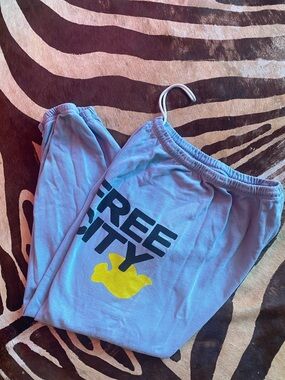 Light Blue womens Lounge Bottoms with Yellow Duck Graphic XS 4